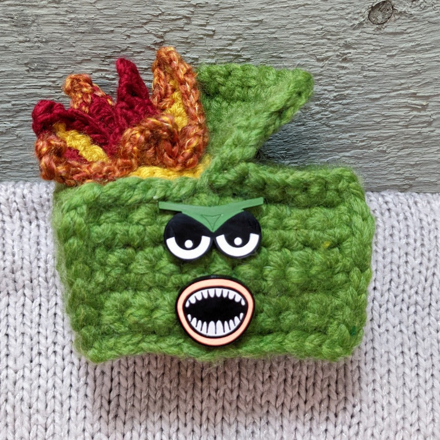 Dumpster Fire Monster Crochet Plush Toy