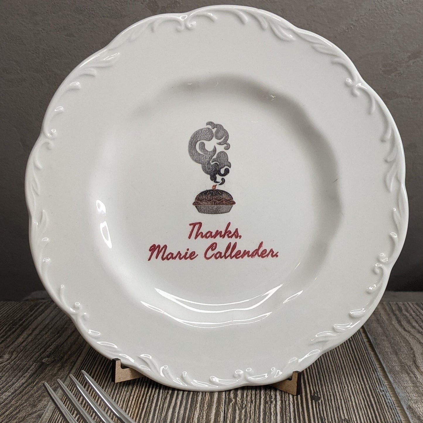 Thanks Marie Callender Burnt Pie Engraved Plate