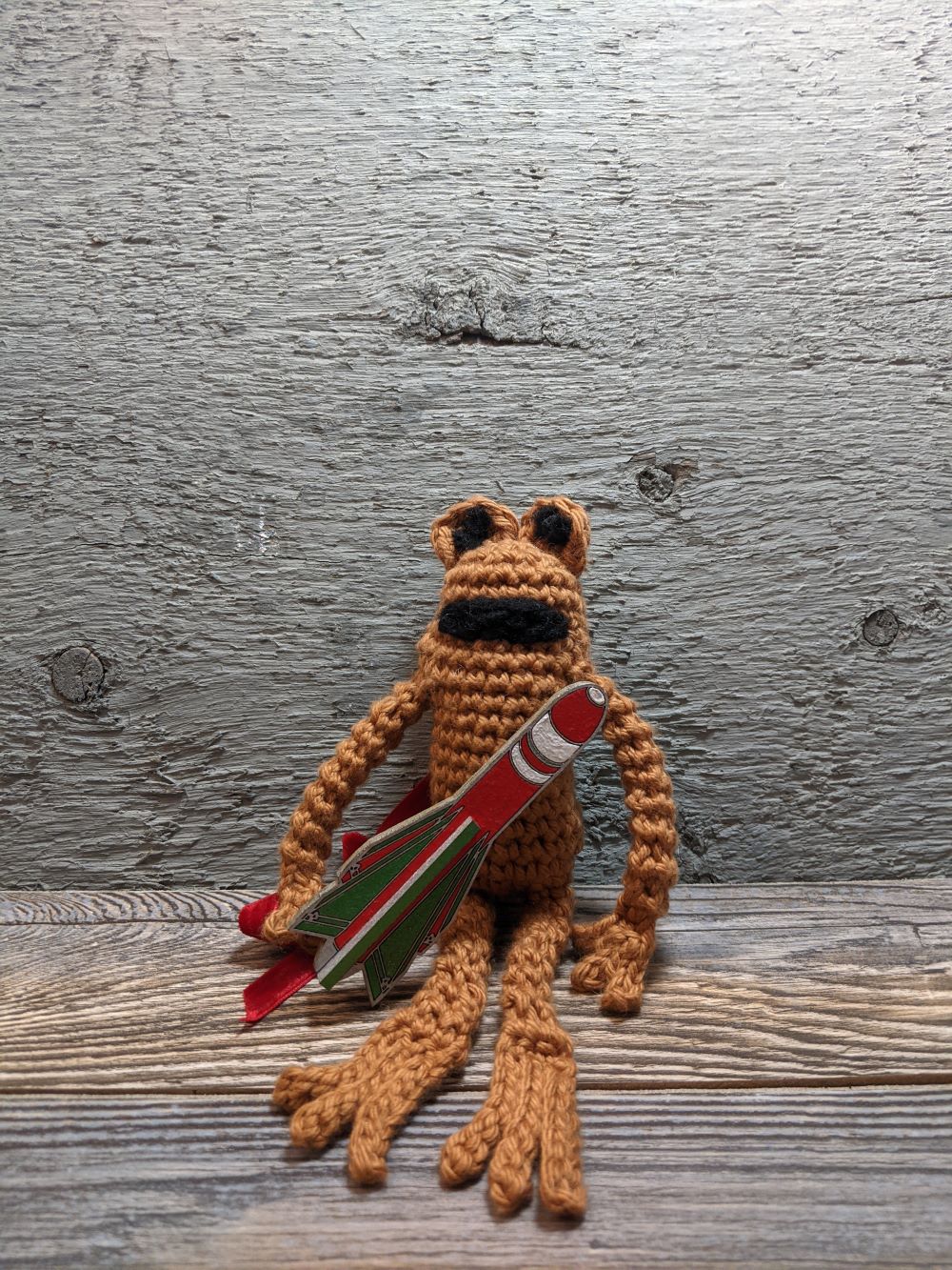 Missile Toad Crochet Plush with Wooden Missile Button