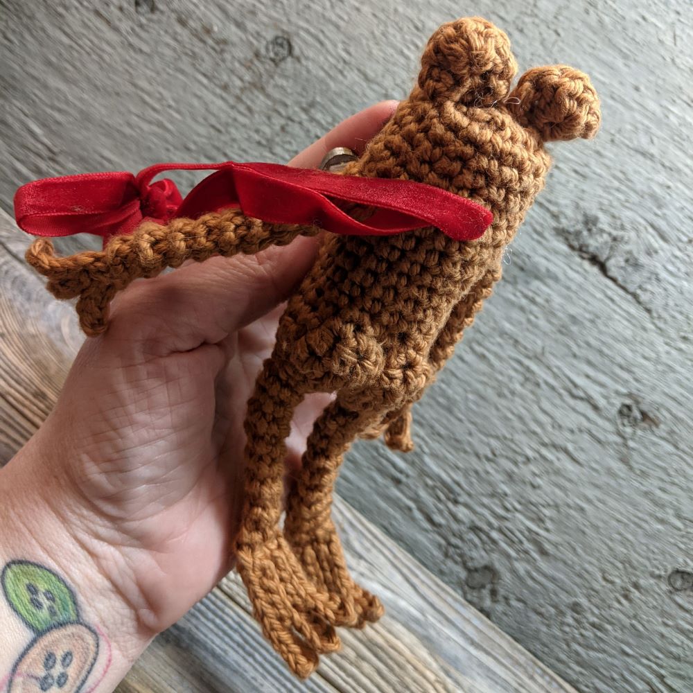 Missile Toad Crochet Plush with Wooden Missile Button
