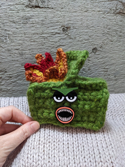 Dumpster Fire Monster Crochet Plush Toy