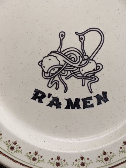 Ramen Flying Spaghetti Monster Engraved Plate