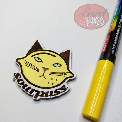 Lemon Cat Sourpuss Miniature Magnet