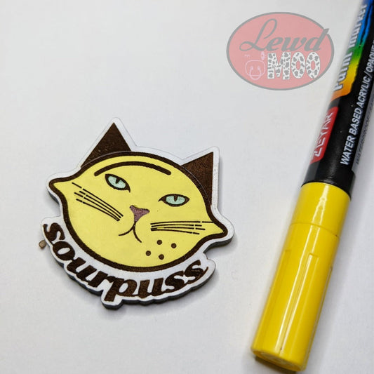 Lemon Cat Sourpuss Miniature Magnet