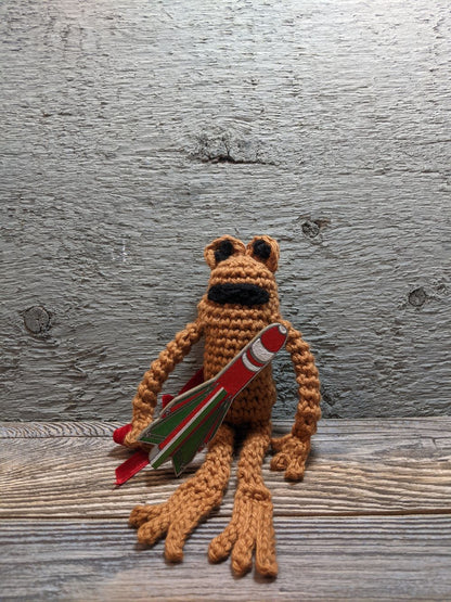 Missile Toad Crochet Plush with Wooden Missile Button